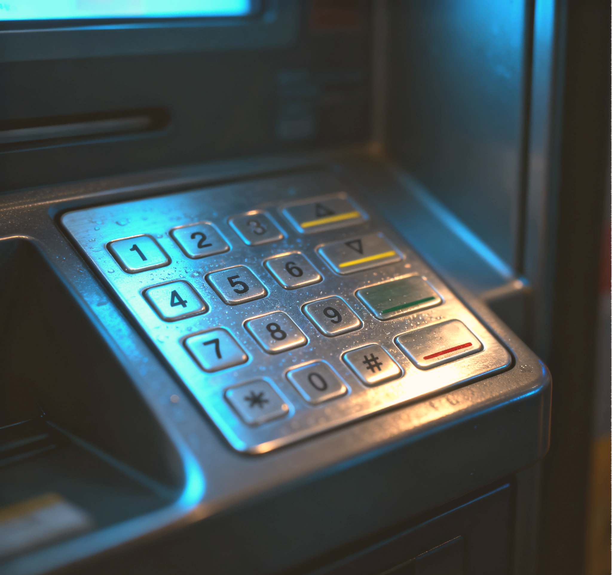 自動販売機の金属製キーパッド
